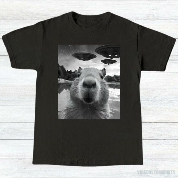 Capybara Selfie With Ufos Funny Shirt