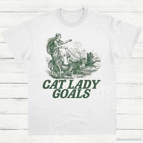 Cat Lady Goals Vintage Shirt, Viking Lady Leashes Her Cats Tee, Childless Cat Ladies T-Shirt, Funny Cat Lovers Tee, Y2k Gifts
